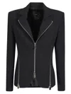 Pinko Zipped Crepe Notch-lapel Blazer In Black
