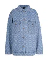 Pinko Pifferaio Jacquard Crystal Denim Overshirt In Blue