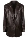 Pinko Single-breasted Blazer In Brown
