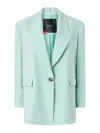 Pinko Green Solid Peak Lapel Blazer In Green