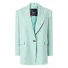 Pinko Green Solid Peak Lapel Blazer In Multi