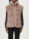 Pinko High Collar Faux Fur Vest In Beige In Neutral