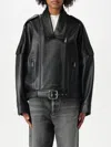 Pinko Cropped Leather Jacket With Asymmetrical Zip In Black