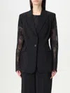 Pinko 'gruccone' Blazer Semi-trasparent With Black Lace In Black