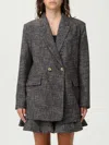 Pinko Double-breasted Flannel Blazer In Black