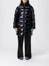 Pinko Oversized Black Puffy Coat With Glossy Finish And Hood In Black