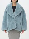 Pinko Alighieri Faux Fur Short Coat In Blau