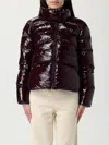 Pinko Padded Crystal Nylon Pea Coat In Burgundy