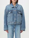 Pinko Denim Jacket Distressed Flap Pockets In Denim