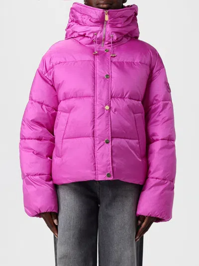 Pinko Hooded Quilted Jacket Drawstring Design In Pink