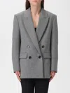 Pinko Double-breasted Wool Blend Jacket In Gray