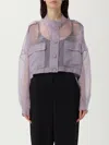 Pinko Small Cropped Jacket In Sheer Silk Organza In Purple
