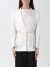 Pinko Shiny Satin Blazer With Belt And Boule In White