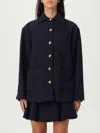 Pinko Oversized Patterned Tweed Jacket In Blue