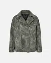 Pinko Belted Biker Jacket In Gray