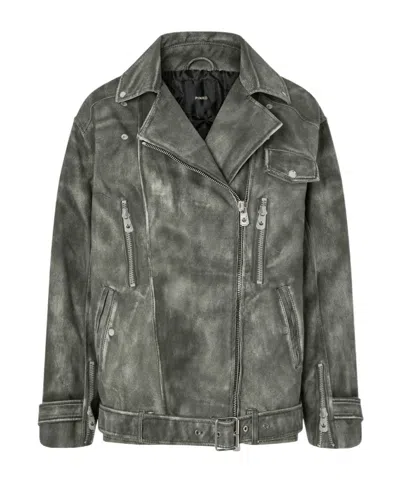 PINKO JACKET WITH LEATHER-EFFECT TROMPE-L'ŒIL PRINT