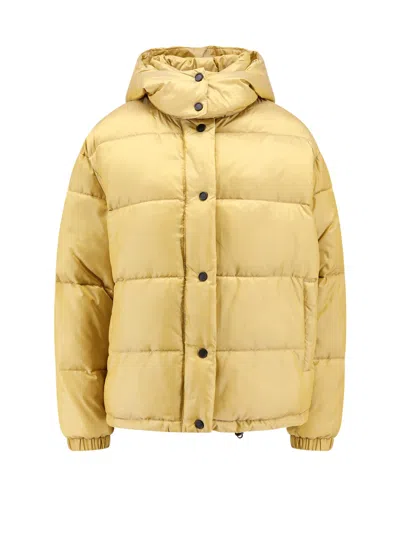 Pinko Zip-up Down Jacket In Yellow