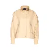 Pinko Beige Jacket With High Collar And Flap Pockets On The Front In Cotton Blend Woman