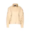 Pinko Beige Jacket With High Collar And Flap Pockets On The Front In Cotton Blend Woman