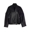 Pinko Cropped Leather Jacket With Asymmetrical Zip