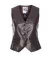 Pinko Leather Vest With V-neck And Front Pockets In Black