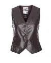 Pinko Leather Vest With V-neck And Front Pockets In Black