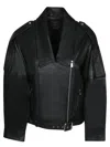 Pinko Cropped Leather Jacket With Asymmetrical Zip In Black