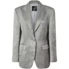 Pinko Single-breasted Slub Satin Blazer In Green