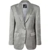 Pinko Single-breasted Slub Satin Blazer In Green