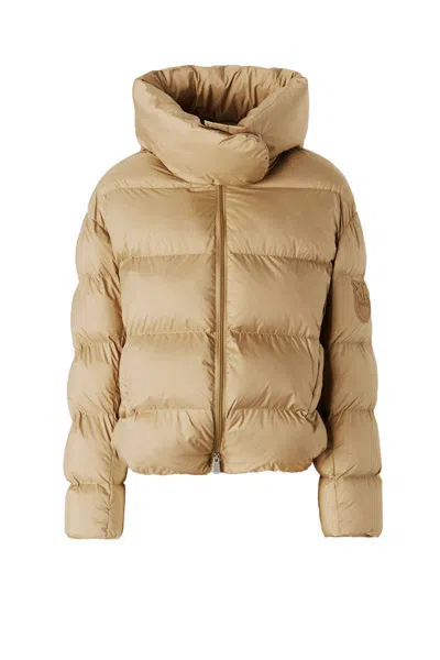 Pinko Padded Hooded Jacket In Beige