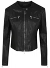 Pinko Leather Jacket In Black