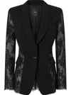 Pinko 'gruccone' Blazer Semi-trasparent With Black Lace In Black