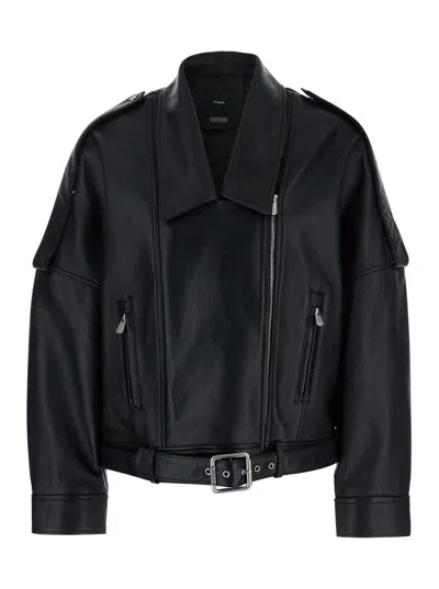 PINKO PINKO CONFINE LEATHER BIKER JACKET