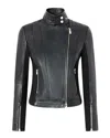 Pinko Blouson De Motard En Cuir Avec Dos En Tissu In Black