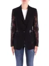 Pinko 'gruccone' Blazer Semi-trasparent With Black Lace