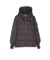 Pinko Puffer Jacket With Hood And Horizontal Quilting In Black