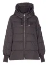 Pinko Puffer Jacket With Hood And Horizontal Quilting In Black