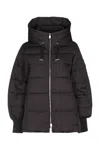 Pinko Hooded Quilted Jacket Side Pockets In Black