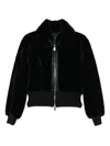 Pinko Ribbed Zip-front Jacket In Black
