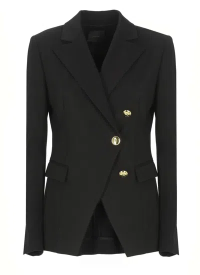 Pinko Structured Blazer With Long Sleeves And Notched Lapels In Black