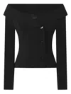 Pinko Off-the-shoulder Black Jacket With Folded Neckline In Black