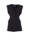Pinko Sleeveless V-neck Fitted Jacket Pockets In Black