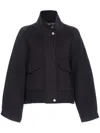 Pinko Double Cloth Spoon Caban In Fabric In Black