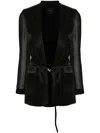 Pinko Tailored Black Blazer With Tie Belt In Black