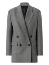 Pinko Double-breasted Wool Blend Jacket In Gray