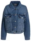 Pinko Distressed Denim Jacket In Blue
