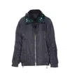 Pinko Clarinda Blue Jacket With Removable Sequin Collar And Drawstring Waist In Tech Fabric Woman In Blue