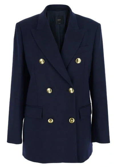 Pinko New Guinea Double-breasted Blazer In Blue