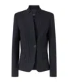 Pinko Tailored Pinstripe Blazer With Structured Shoulders In Blue