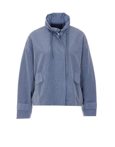 Pinko Grey Babette Jacket With Zip Closure In Blue